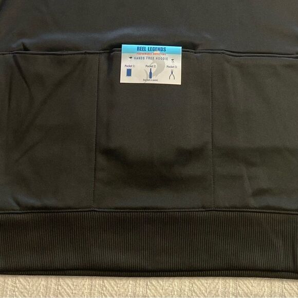 REEL LEGEND Men’s SMALL BLACK Hands Free Hoodie - Picture 3 of 7